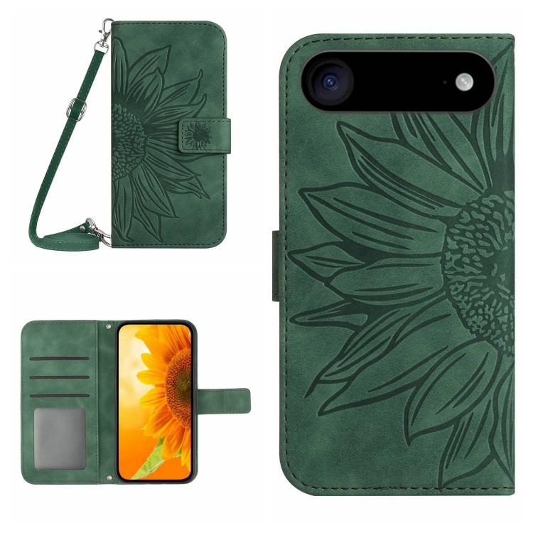 Étui de téléphone en cuir gaufré tournesol au toucher doux avec cordon, pour iPhone Air, pour iPhone 16 Pro Max, pour iPhone 16 Pro, pour iPhone 16 Plus