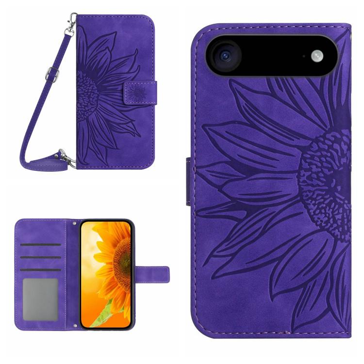 Étui de téléphone en cuir gaufré tournesol au toucher doux avec cordon, pour iPhone Air, pour iPhone 16 Pro Max, pour iPhone 16 Pro, pour iPhone 16 Plus