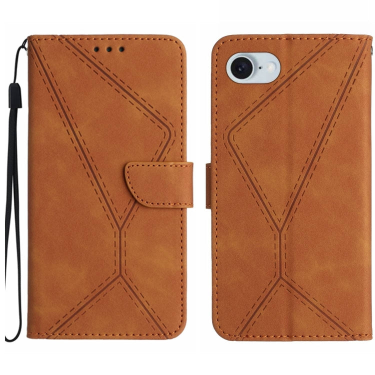 Étui de téléphone en cuir gaufré à couture, pour iPhone 17e / 16e, pour iPhone 17 Pro Max, pour iPhone 17 Pro, pour iPhone 17, pour iPhone Air, pour iPhone 16 Pro Max, pour iPhone 16 Pro, pour iPhone 16 Plus