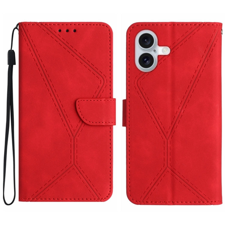 Étui de téléphone en cuir gaufré à couture, pour iPhone 17e / 16e, pour iPhone 17 Pro Max, pour iPhone 17 Pro, pour iPhone 17, pour iPhone Air, pour iPhone 16 Pro Max, pour iPhone 16 Pro, pour iPhone 16 Plus