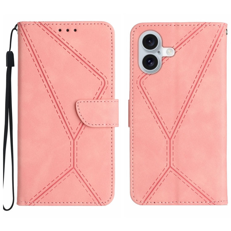 Étui de téléphone en cuir gaufré à couture, pour iPhone 17e / 16e, pour iPhone 17 Pro Max, pour iPhone 17 Pro, pour iPhone 17, pour iPhone Air, pour iPhone 16 Pro Max, pour iPhone 16 Pro, pour iPhone 16 Plus