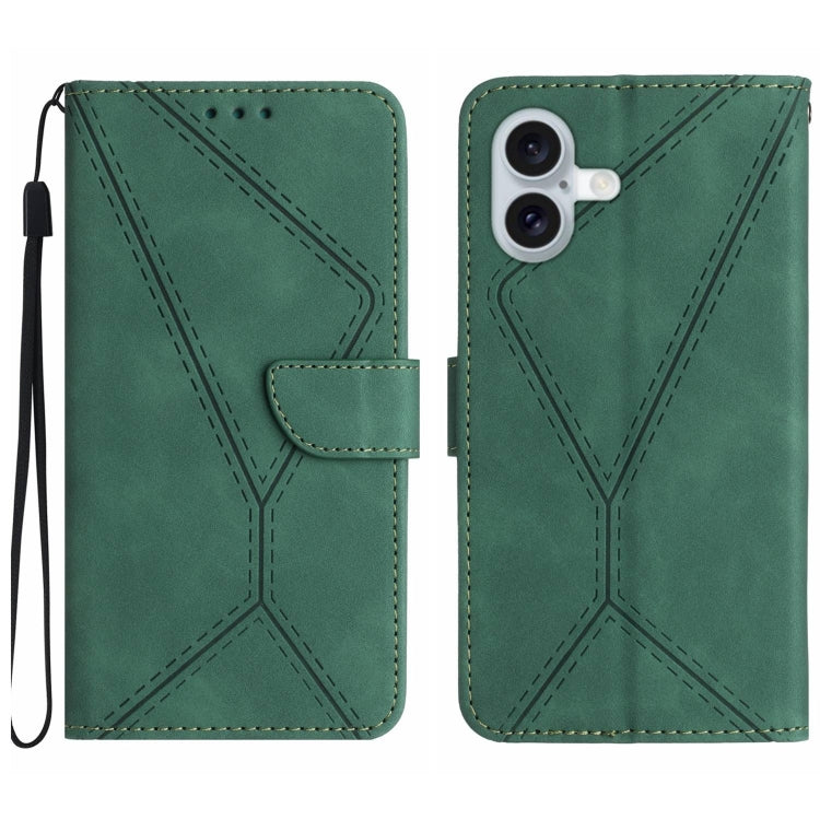 Étui de téléphone en cuir gaufré à couture, pour iPhone 17e / 16e, pour iPhone 17 Pro Max, pour iPhone 17 Pro, pour iPhone 17, pour iPhone Air, pour iPhone 16 Pro Max, pour iPhone 16 Pro, pour iPhone 16 Plus