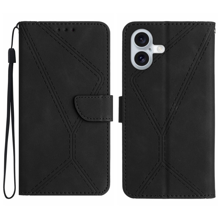 Étui de téléphone en cuir gaufré à couture, pour iPhone 17e / 16e, pour iPhone 17 Pro Max, pour iPhone 17 Pro, pour iPhone 17, pour iPhone Air, pour iPhone 16 Pro Max, pour iPhone 16 Pro, pour iPhone 16 Plus