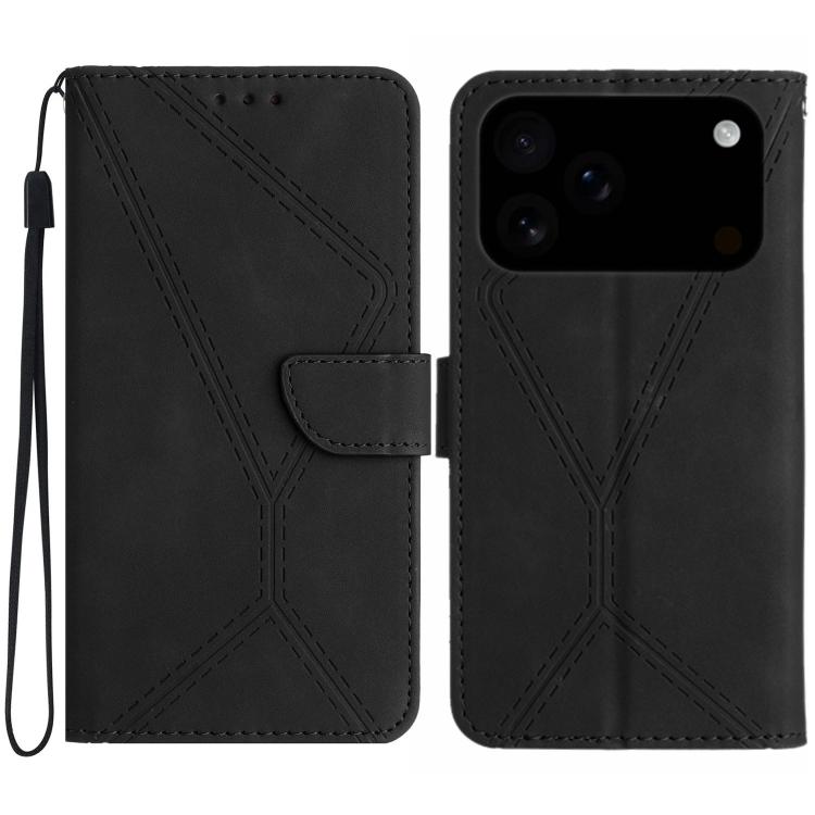 Étui de téléphone en cuir gaufré à couture, pour iPhone 17e / 16e, pour iPhone 17 Pro Max, pour iPhone 17 Pro, pour iPhone 17, pour iPhone Air, pour iPhone 16 Pro Max, pour iPhone 16 Pro, pour iPhone 16 Plus