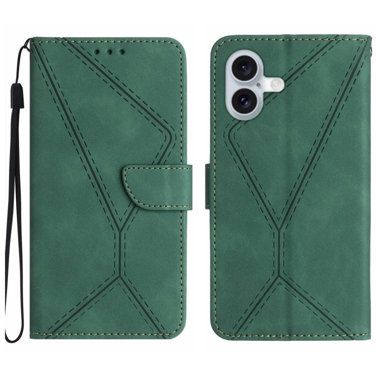 Étui de téléphone en cuir gaufré à couture, pour iPhone 17e / 16e, pour iPhone 17 Pro Max, pour iPhone 17 Pro, pour iPhone 17, pour iPhone Air, pour iPhone 16 Pro Max, pour iPhone 16 Pro, pour iPhone 16 Plus