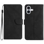 Étui de téléphone en cuir gaufré à couture, pour iPhone 17e / 16e, pour iPhone 17 Pro Max, pour iPhone 17 Pro, pour iPhone 17, pour iPhone Air, pour iPhone 16 Pro Max, pour iPhone 16 Pro, pour iPhone 16 Plus