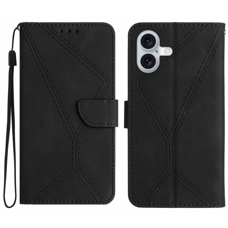 Étui de téléphone en cuir gaufré à couture, pour iPhone 17e / 16e, pour iPhone 17 Pro Max, pour iPhone 17 Pro, pour iPhone 17, pour iPhone Air, pour iPhone 16 Pro Max, pour iPhone 16 Pro, pour iPhone 16 Plus