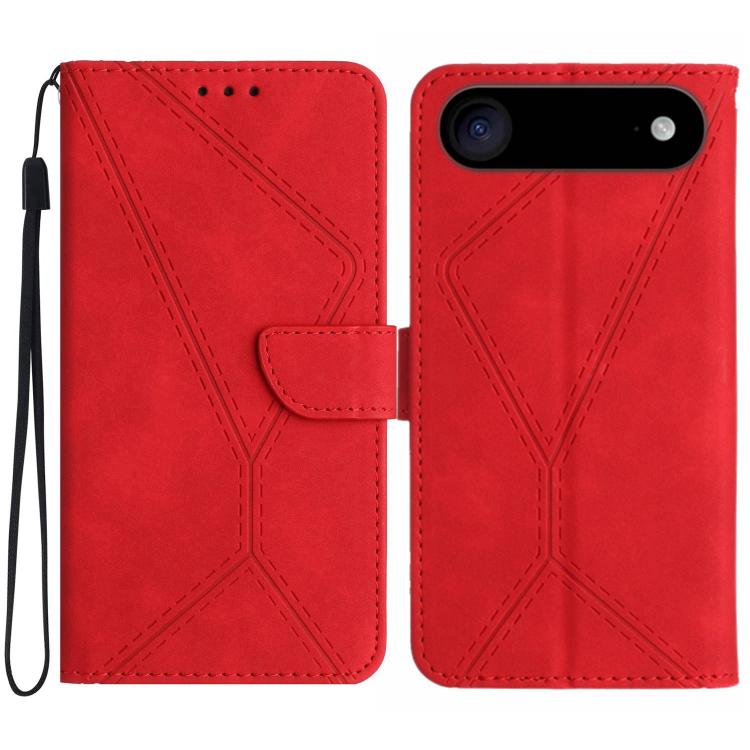 Étui de téléphone en cuir gaufré à couture, pour iPhone 17e / 16e, pour iPhone 17 Pro Max, pour iPhone 17 Pro, pour iPhone 17, pour iPhone Air, pour iPhone 16 Pro Max, pour iPhone 16 Pro, pour iPhone 16 Plus