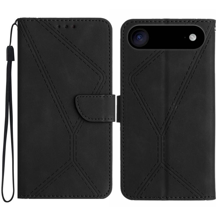 Étui de téléphone en cuir gaufré à couture, pour iPhone 17e / 16e, pour iPhone 17 Pro Max, pour iPhone 17 Pro, pour iPhone 17, pour iPhone Air, pour iPhone 16 Pro Max, pour iPhone 16 Pro, pour iPhone 16 Plus