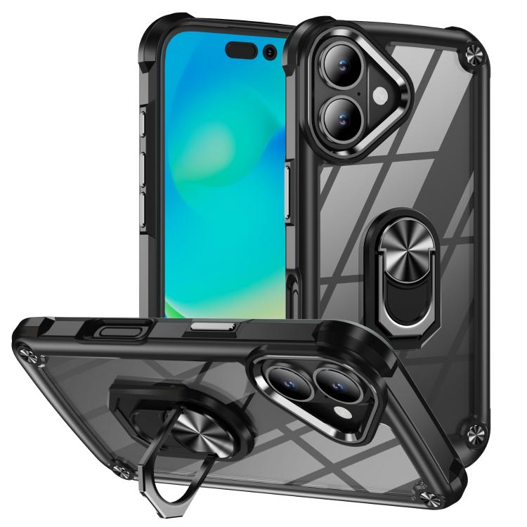 Coque de protection TPU + PC avec porte-anneau, Pour iPhone 17e / 16e, Pour iPhone 17 Pro Max, Pour iPhone 17, Pour iPhone Air, Pour iPhone 16 Pro Max, Pour iPhone 16 Pro, Pour iPhone 16 Plus, Pour iPhone 16