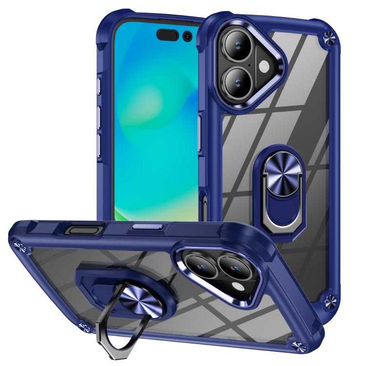 Coque de protection TPU + PC avec porte-anneau, Pour iPhone 17e / 16e, Pour iPhone 17 Pro Max, Pour iPhone 17, Pour iPhone Air, Pour iPhone 16 Pro Max, Pour iPhone 16 Pro, Pour iPhone 16 Plus, Pour iPhone 16