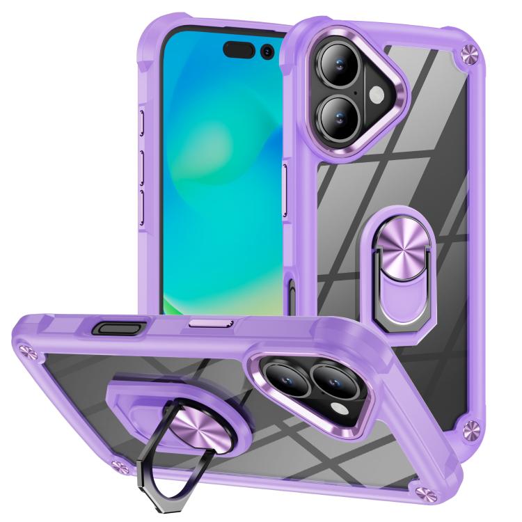 Coque de protection TPU + PC avec porte-anneau, Pour iPhone 17e / 16e, Pour iPhone 17 Pro Max, Pour iPhone 17, Pour iPhone Air, Pour iPhone 16 Pro Max, Pour iPhone 16 Pro, Pour iPhone 16 Plus, Pour iPhone 16