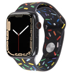 Bracelet de montre en silicone gouttes de pluie arc-en-ciel, Pour Apple Watch SE 2022 44mm, Pour Apple Watch 9 41mm, Pour Apple Watch 7 41mm, Pour Apple Watch 7 45mm