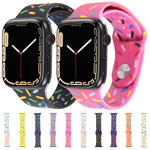 Bracelet de montre en silicone gouttes de pluie arc-en-ciel, Pour Apple Watch SE 2022 44mm, Pour Apple Watch 9 41mm, Pour Apple Watch 7 41mm, Pour Apple Watch 7 45mm