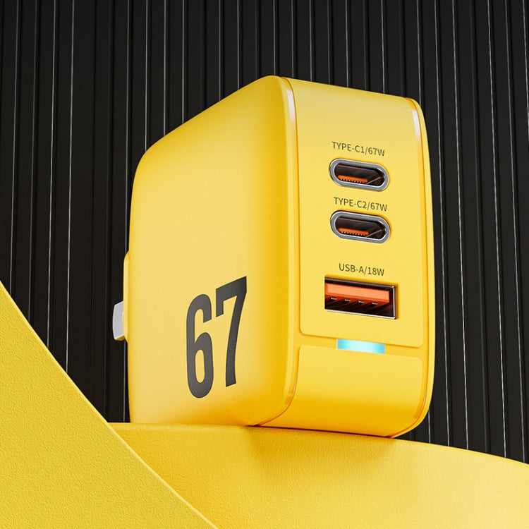 Chargeur WK WP-U141 67W USB + double USB-C / Type-C GaN, prise CN, prise US, prise EU, prise UK