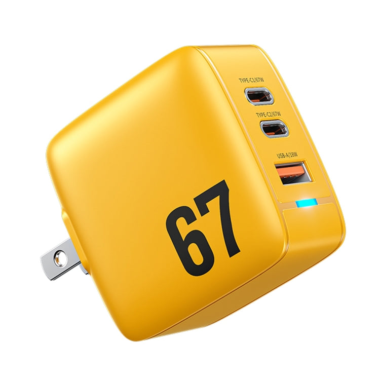Chargeur WK WP-U141 67W USB + double USB-C / Type-C GaN, prise CN, prise US, prise EU, prise UK