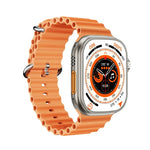Montre connectée WS-E9 Ultra 2,2 pouces, étanche IP67, boucle en métal, bracelet en silicone océan, compatible avec la fréquence cardiaque et la technologie NFC.