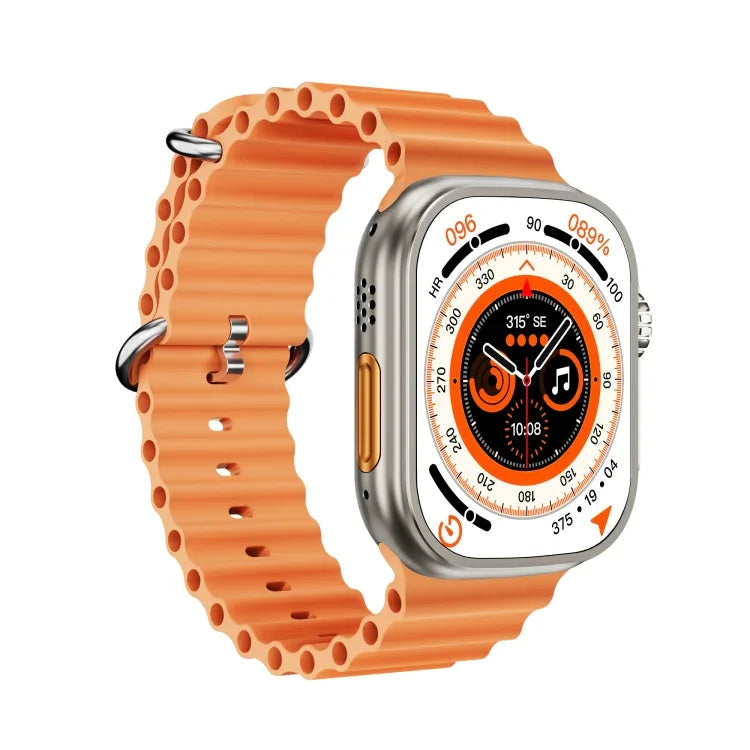Montre connectée WS-E9 Ultra 2,2 pouces, étanche IP67, boucle en métal, bracelet en silicone océan, compatible avec la fréquence cardiaque et la technologie NFC.