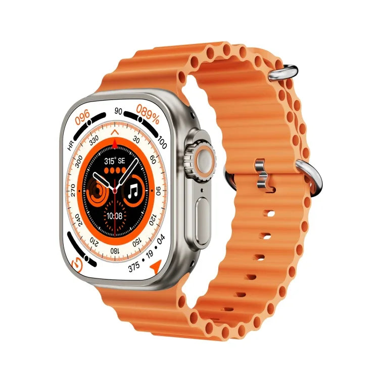 Montre connectée WS-E9 Ultra 2,2 pouces, étanche IP67, boucle en métal, bracelet en silicone océan, compatible avec la fréquence cardiaque et la technologie NFC.