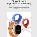Montre connectée WS-E9 Ultra 2,2 pouces, étanche IP67, boucle en métal, bracelet en silicone océan, compatible avec la fréquence cardiaque et la technologie NFC.