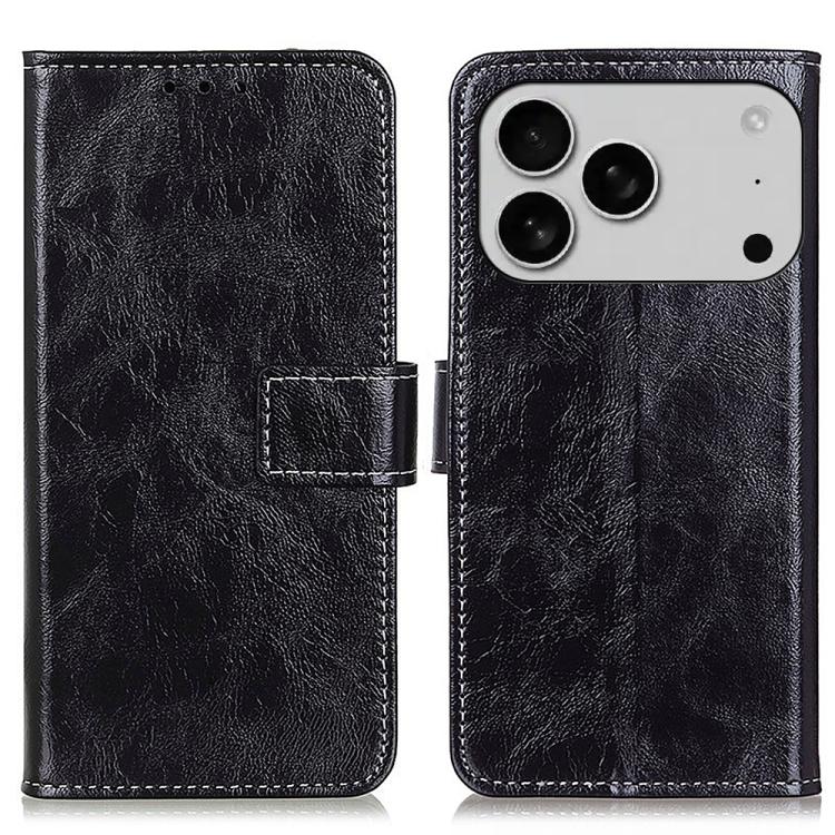Étui de téléphone en cuir à rabat horizontal texture Crazy Horse rétro, Pour iPhone 16e / 17e, Pour iPhone 17 Pro Max, Pour iPhone 17 Pro, Pour iPhone 17, Pour iPhone Air, Pour iPhone 16 Pro Max, Pour iPhone 16 Pro, Pour iPhone 16 Plus, Pour iPhone 16