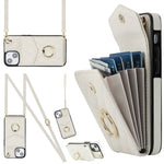 Étui de téléphone avec porte-cartes et texture losange avec longue lanière, Pour iPhone 15 Pro, Pour iPhone 15 Plus, Pour iPhone 15, Pour iPhone 14 Plus, Pour iPhone 14, Pour iPhone 14 Pro