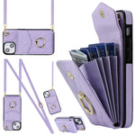 Étui de téléphone avec porte-cartes et texture losange avec longue lanière, Pour iPhone 15 Pro, Pour iPhone 15 Plus, Pour iPhone 15, Pour iPhone 14 Plus, Pour iPhone 14, Pour iPhone 14 Pro