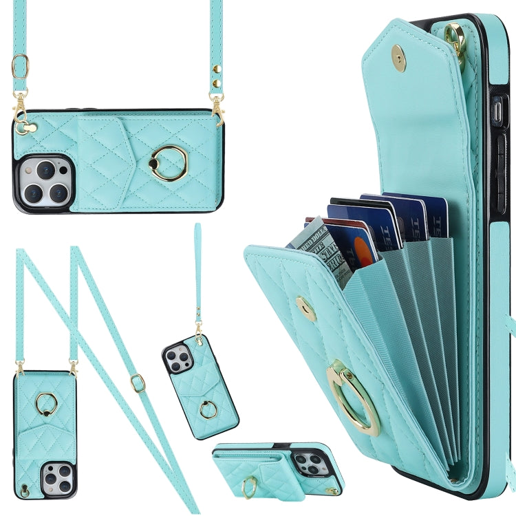 Étui de téléphone avec pochette pour cartes à texture losange et lanière longue, pour iPhone 14 Pro Max, pour iPhone 13 Pro Max, pour iPhone 13 Pro, pour iPhone 13, pour iPhone 12 / 12 Pro, pour iPhone 12 Pro Max
