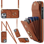 Étui de téléphone avec pochette pour cartes à texture losange et lanière longue, pour iPhone 14 Pro Max, pour iPhone 13 Pro Max, pour iPhone 13 Pro, pour iPhone 13, pour iPhone 12 / 12 Pro, pour iPhone 12 Pro Max