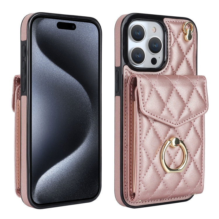 Étui de téléphone avec porte-cartes et texture losange avec longue lanière, Pour iPhone 15 Pro, Pour iPhone 15 Plus, Pour iPhone 15, Pour iPhone 14 Plus, Pour iPhone 14, Pour iPhone 14 Pro