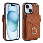 Étui de téléphone avec porte-cartes et texture losange avec longue lanière, Pour iPhone 15 Pro, Pour iPhone 15 Plus, Pour iPhone 15, Pour iPhone 14 Plus, Pour iPhone 14, Pour iPhone 14 Pro