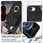 Étui de téléphone à motif losanges avec porte-cartes et longue lanière, pour iPhone 17e / 16e, pour iPhone 17 Pro Max, pour iPhone 17 Pro, pour iPhone 17, pour iPhone Air, pour iPhone 15 Pro Max