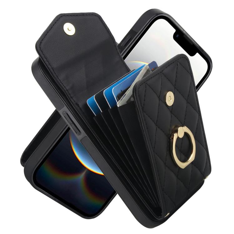 Étui de téléphone à motif losanges avec porte-cartes et longue lanière, pour iPhone 17e / 16e, pour iPhone 17 Pro Max, pour iPhone 17 Pro, pour iPhone 17, pour iPhone Air, pour iPhone 15 Pro Max