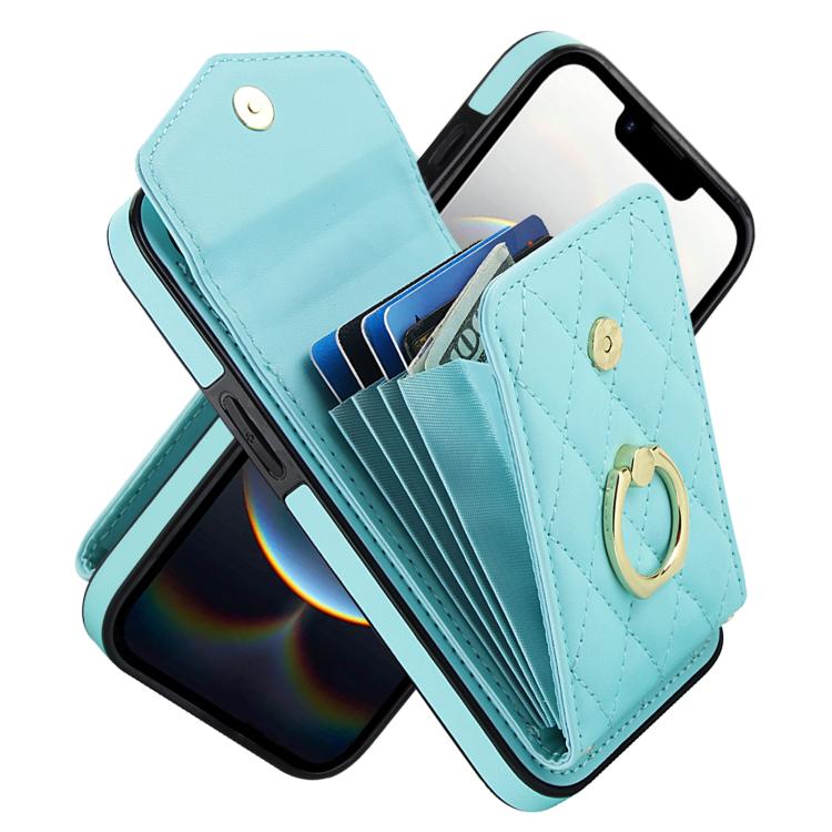 Étui de téléphone à motif losanges avec porte-cartes et longue lanière, pour iPhone 17e / 16e, pour iPhone 17 Pro Max, pour iPhone 17 Pro, pour iPhone 17, pour iPhone Air, pour iPhone 15 Pro Max