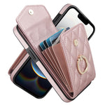 Étui de téléphone à motif losanges avec porte-cartes et longue lanière, pour iPhone 17e / 16e, pour iPhone 17 Pro Max, pour iPhone 17 Pro, pour iPhone 17, pour iPhone Air, pour iPhone 15 Pro Max