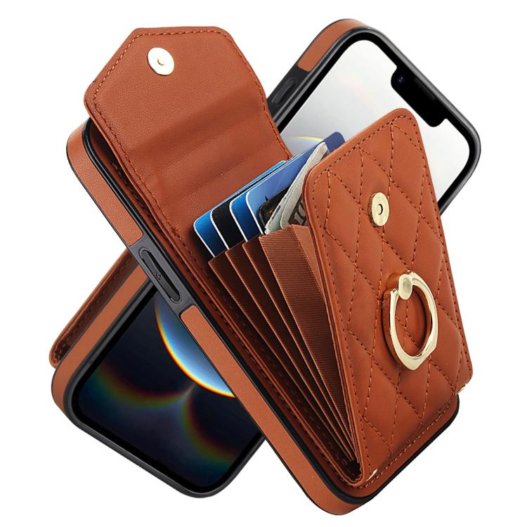 Étui de téléphone à motif losanges avec porte-cartes et longue lanière, pour iPhone 17e / 16e, pour iPhone 17 Pro Max, pour iPhone 17 Pro, pour iPhone 17, pour iPhone Air, pour iPhone 15 Pro Max