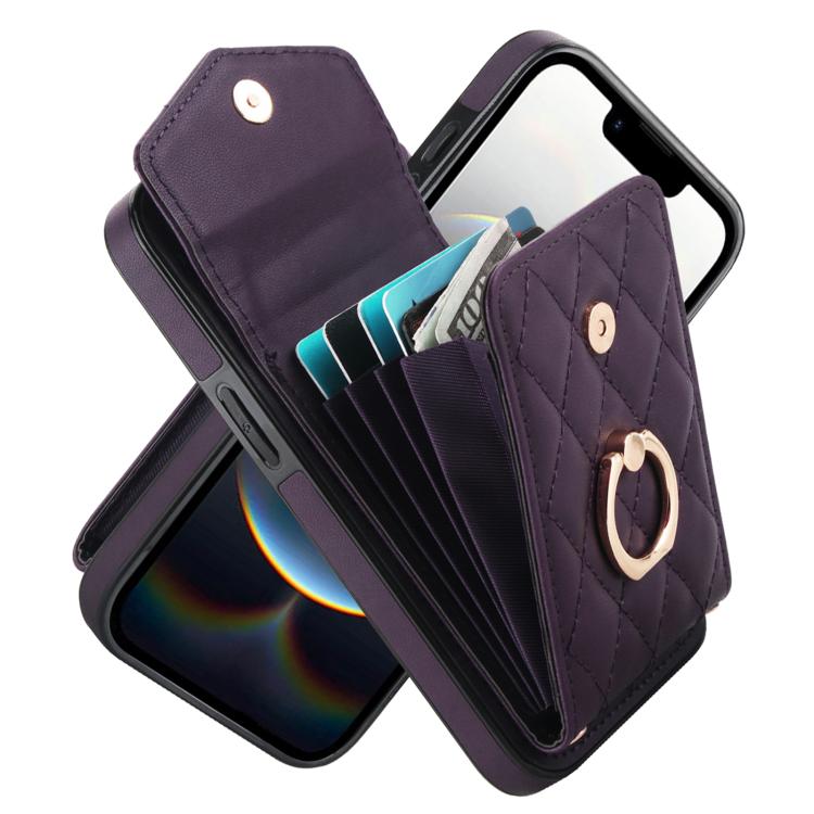 Étui de téléphone à motif losanges avec porte-cartes et longue lanière, pour iPhone 17e / 16e, pour iPhone 17 Pro Max, pour iPhone 17 Pro, pour iPhone 17, pour iPhone Air, pour iPhone 15 Pro Max
