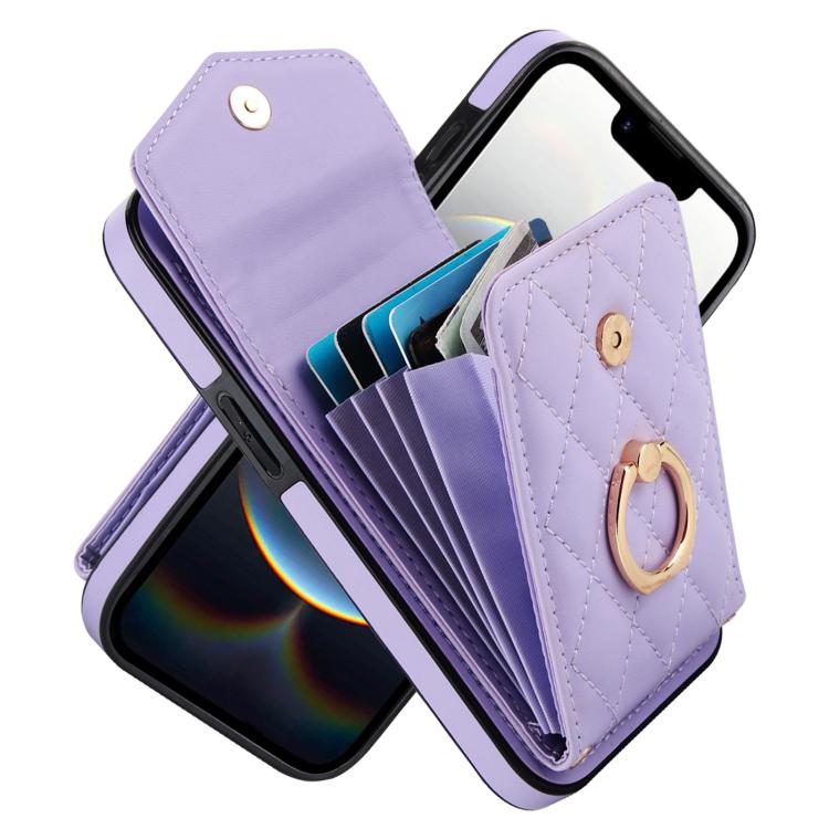 Étui de téléphone à motif losanges avec porte-cartes et longue lanière, pour iPhone 17e / 16e, pour iPhone 17 Pro Max, pour iPhone 17 Pro, pour iPhone 17, pour iPhone Air, pour iPhone 15 Pro Max