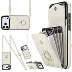 Étui de téléphone à motif losanges avec porte-cartes et longue lanière, pour iPhone 17e / 16e, pour iPhone 17 Pro Max, pour iPhone 17 Pro, pour iPhone 17, pour iPhone Air, pour iPhone 15 Pro Max