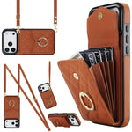 Étui de téléphone à motif losanges avec porte-cartes et longue lanière, pour iPhone 17e / 16e, pour iPhone 17 Pro Max, pour iPhone 17 Pro, pour iPhone 17, pour iPhone Air, pour iPhone 15 Pro Max