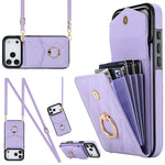 Étui de téléphone à motif losanges avec porte-cartes et longue lanière, pour iPhone 17e / 16e, pour iPhone 17 Pro Max, pour iPhone 17 Pro, pour iPhone 17, pour iPhone Air, pour iPhone 15 Pro Max
