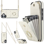 Étui de téléphone à motif losanges avec porte-cartes et longue lanière, pour iPhone 17e / 16e, pour iPhone 17 Pro Max, pour iPhone 17 Pro, pour iPhone 17, pour iPhone Air, pour iPhone 15 Pro Max