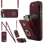 Étui de téléphone à motif losanges avec porte-cartes et longue lanière, pour iPhone 17e / 16e, pour iPhone 17 Pro Max, pour iPhone 17 Pro, pour iPhone 17, pour iPhone Air, pour iPhone 15 Pro Max
