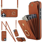 Étui de téléphone à motif losanges avec porte-cartes et longue lanière, pour iPhone 17e / 16e, pour iPhone 17 Pro Max, pour iPhone 17 Pro, pour iPhone 17, pour iPhone Air, pour iPhone 15 Pro Max