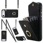 Étui de téléphone à motif losanges avec porte-cartes et longue lanière, pour iPhone 17e / 16e, pour iPhone 17 Pro Max, pour iPhone 17 Pro, pour iPhone 17, pour iPhone Air, pour iPhone 15 Pro Max