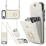 Étui de téléphone à motif losanges avec porte-cartes et longue lanière, pour iPhone 17e / 16e, pour iPhone 17 Pro Max, pour iPhone 17 Pro, pour iPhone 17, pour iPhone Air, pour iPhone 15 Pro Max