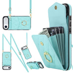 Étui de téléphone à motif losanges avec porte-cartes et longue lanière, pour iPhone 17e / 16e, pour iPhone 17 Pro Max, pour iPhone 17 Pro, pour iPhone 17, pour iPhone Air, pour iPhone 15 Pro Max