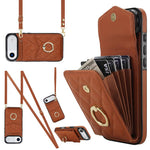Étui de téléphone à motif losanges avec porte-cartes et longue lanière, pour iPhone 17e / 16e, pour iPhone 17 Pro Max, pour iPhone 17 Pro, pour iPhone 17, pour iPhone Air, pour iPhone 15 Pro Max