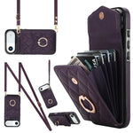 Étui de téléphone à motif losanges avec porte-cartes et longue lanière, pour iPhone 17e / 16e, pour iPhone 17 Pro Max, pour iPhone 17 Pro, pour iPhone 17, pour iPhone Air, pour iPhone 15 Pro Max