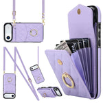 Étui de téléphone à motif losanges avec porte-cartes et longue lanière, pour iPhone 17e / 16e, pour iPhone 17 Pro Max, pour iPhone 17 Pro, pour iPhone 17, pour iPhone Air, pour iPhone 15 Pro Max